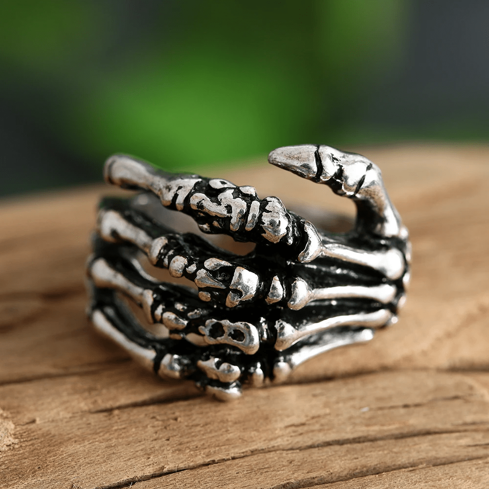 WorldNorse Fingerknochen Totenkopf Totenhand Ring