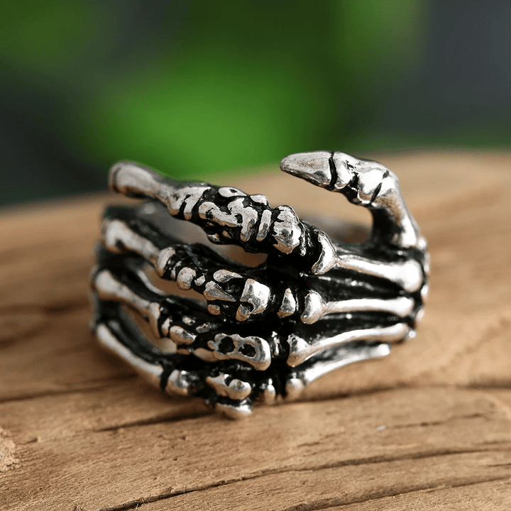 WorldNorse Fingerknochen Totenkopf Totenhand Ring