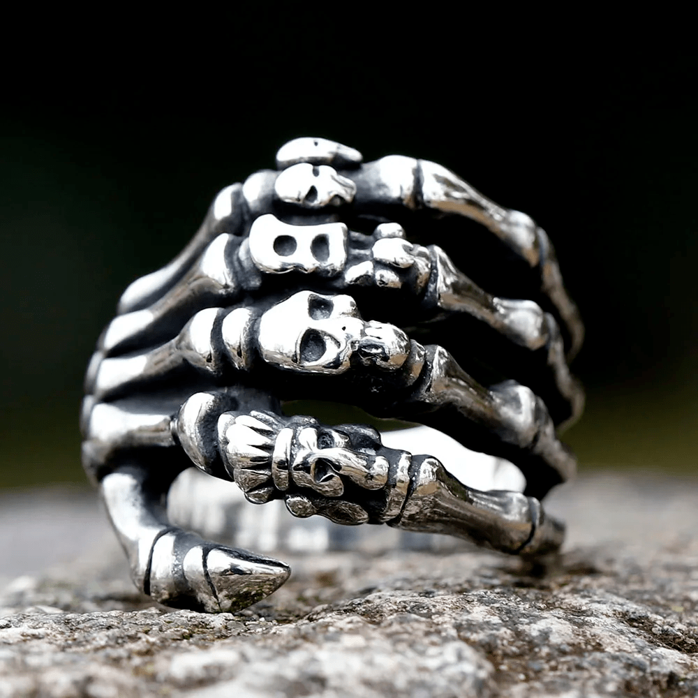 WorldNorse Fingerknochen Totenkopf Totenhand Ring