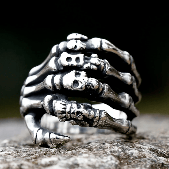 WorldNorse Fingerknochen Totenkopf Totenhand Ring