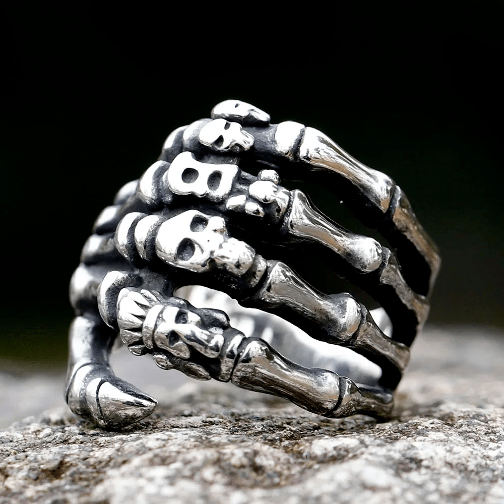 WorldNorse Fingerknochen Totenkopf Totenhand Ring