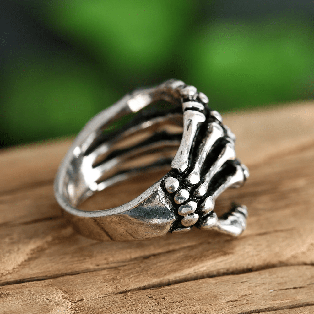 WorldNorse Fingerknochen Totenkopf Totenhand Ring