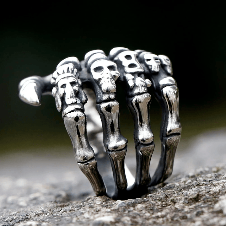 WorldNorse Fingerknochen Totenkopf Totenhand Ring