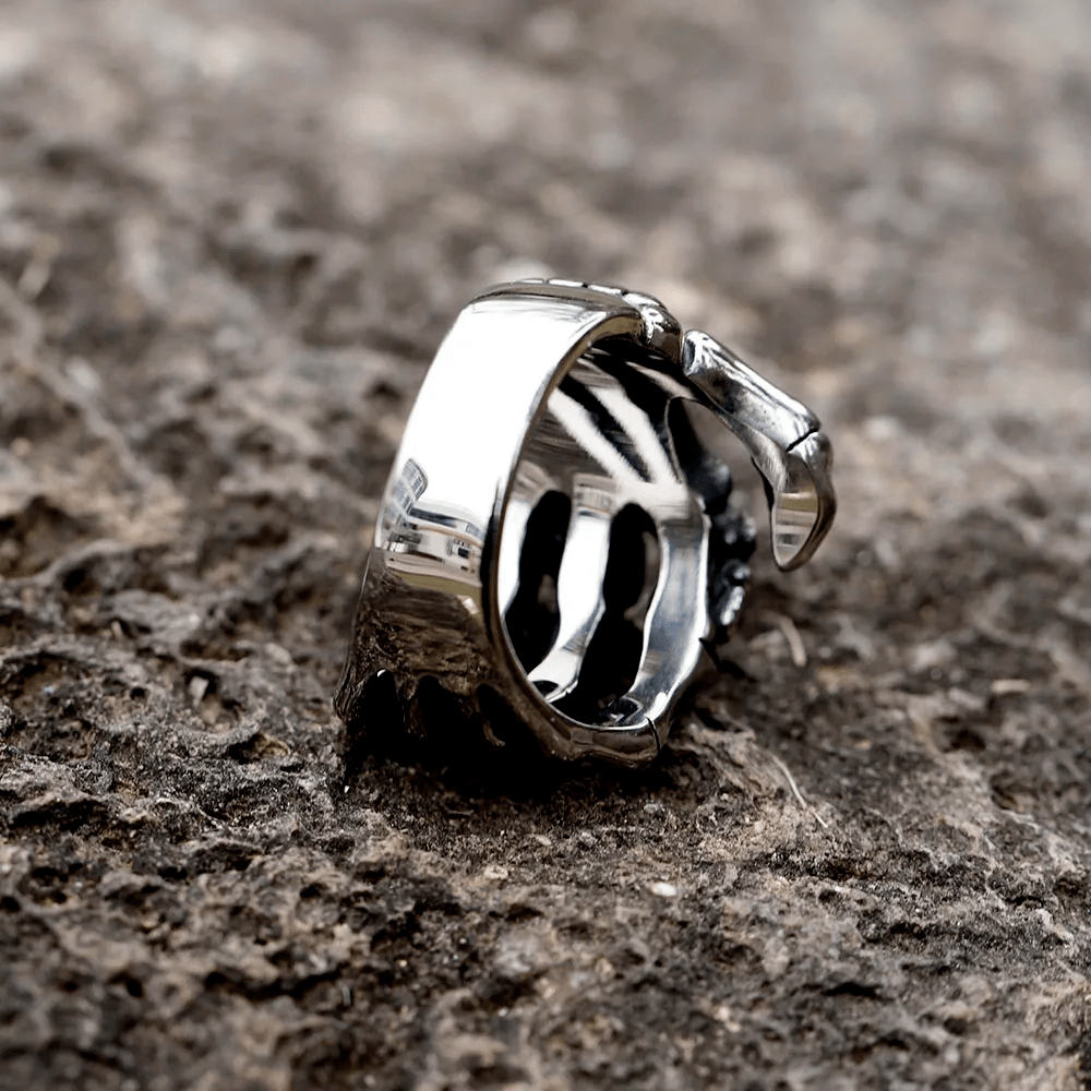 WorldNorse Fingerknochen Totenkopf Totenhand Ring