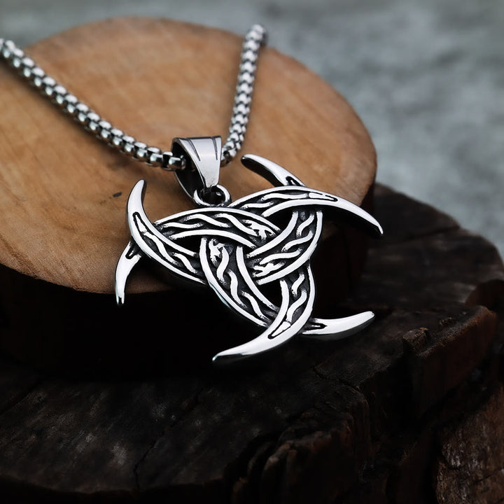 WorldNorse Halskette mit Keltischer Knoten und dreifachem Horn von Odin