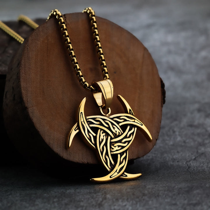 WorldNorse Halskette mit Keltischer Knoten und dreifachem Horn von Odin