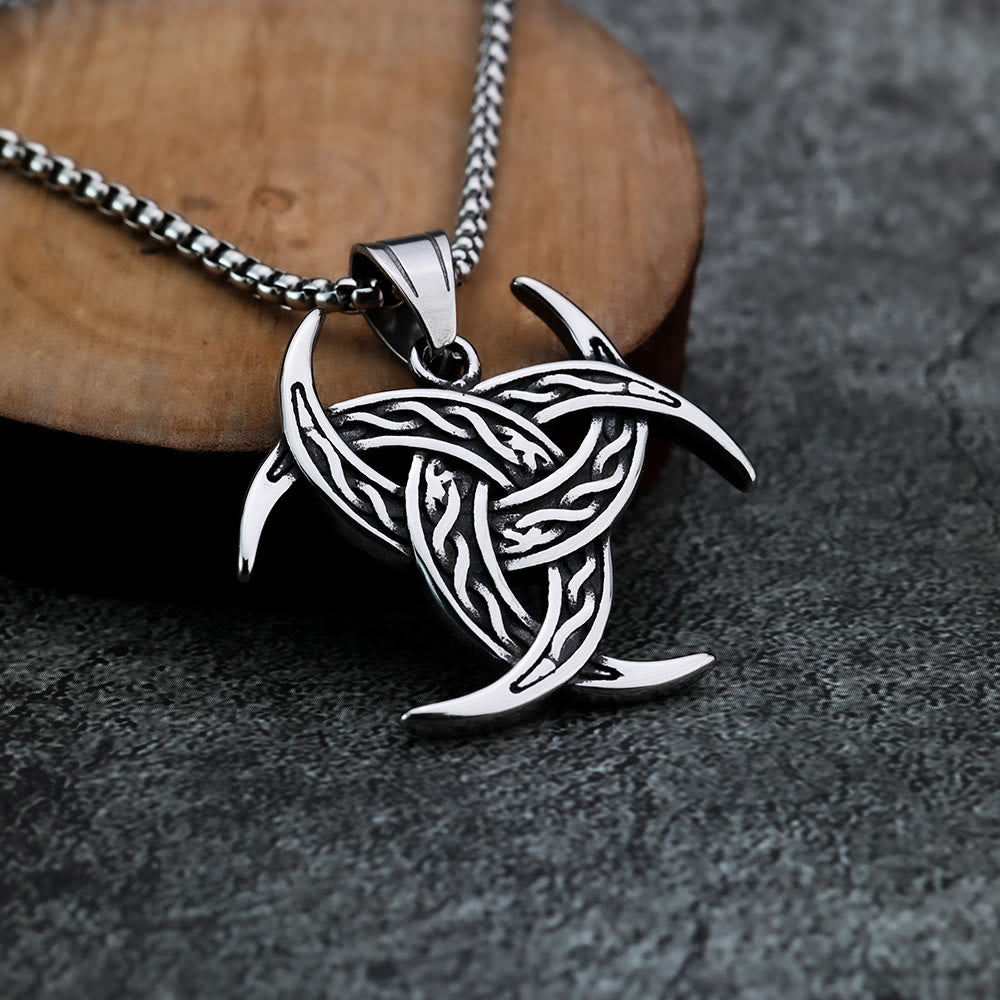 WorldNorse Halskette mit Keltischer Knoten und dreifachem Horn von Odin