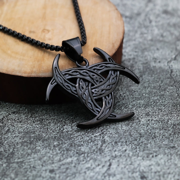 WorldNorse Halskette mit Keltischer Knoten und dreifachem Horn von Odin