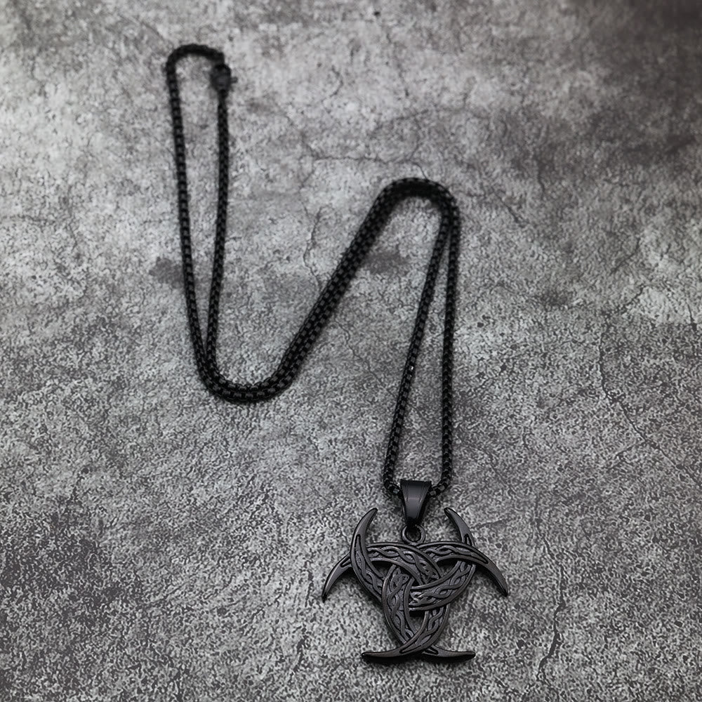 WorldNorse Halskette mit Keltischer Knoten und dreifachem Horn von Odin