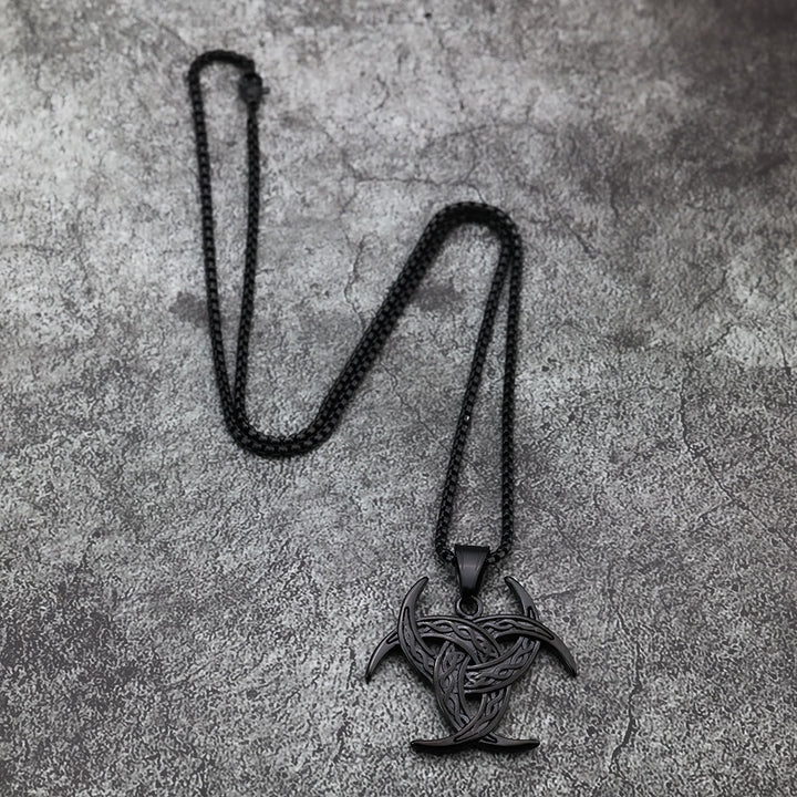 WorldNorse Halskette mit Keltischer Knoten und dreifachem Horn von Odin