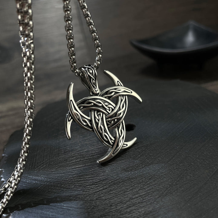 WorldNorse Halskette mit Keltischer Knoten und dreifachem Horn von Odin