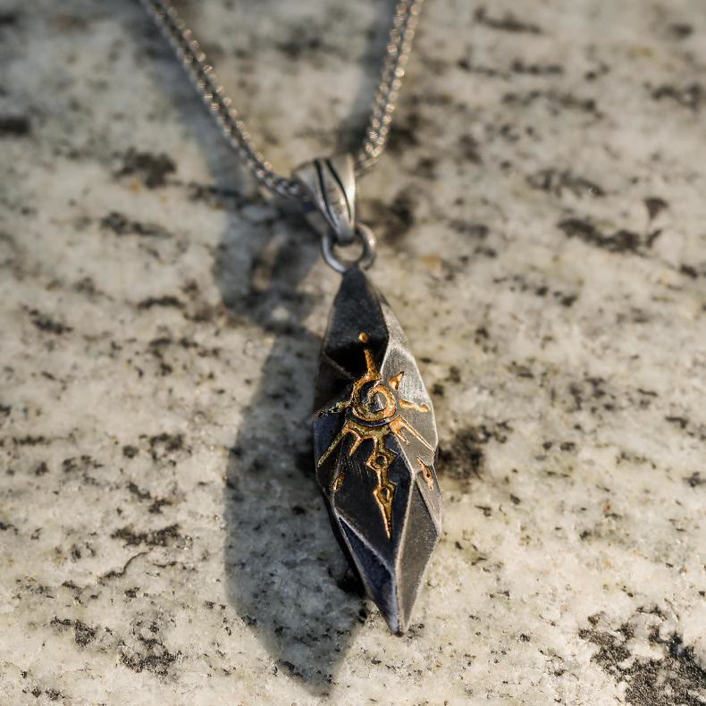 WorldNorse Halskette mit Wunschstein, 925er Sterlingsilber - Retro Silber - Mit Weizenkette - 60 cm - image 8