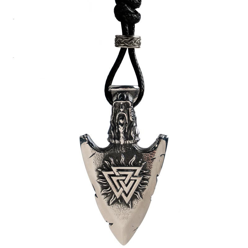 WorldNorse Vegvisir Valknut Retro Pfeilspitze Halskette