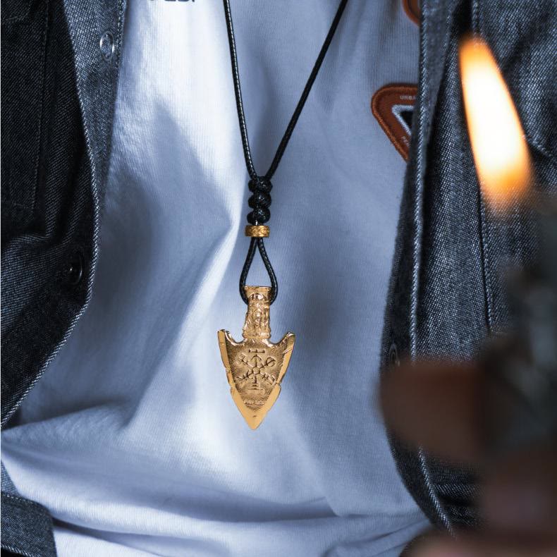 WorldNorse Vegvisir Valknut Retro Pfeilspitze Halskette