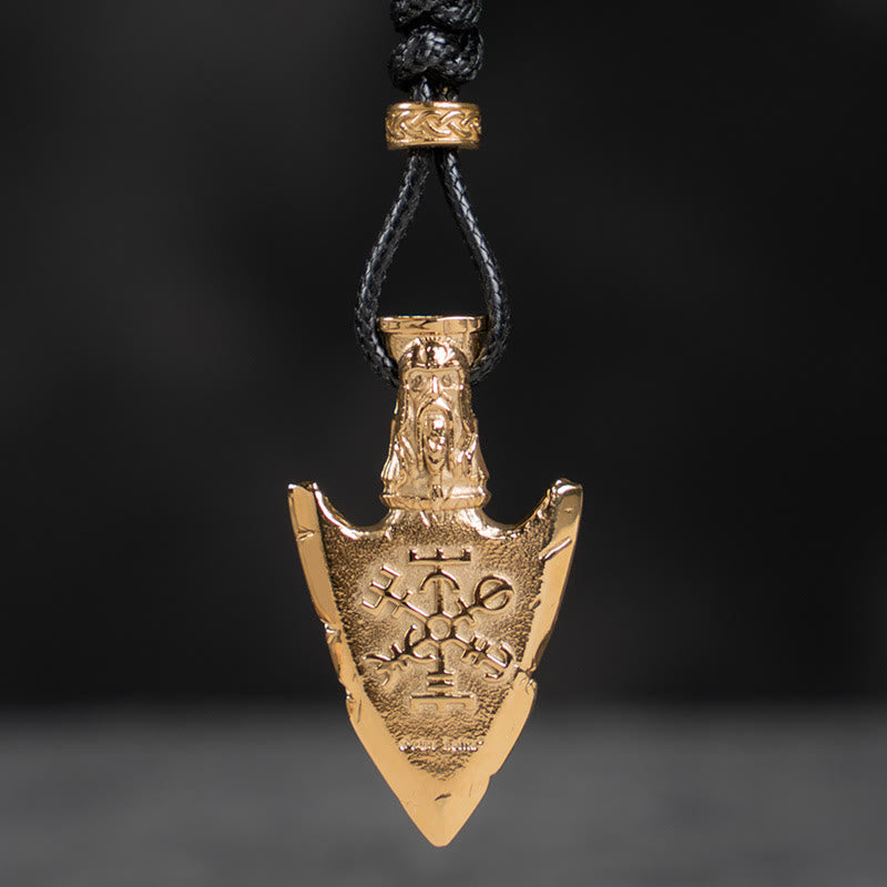 WorldNorse Vegvisir Valknut Retro Pfeilspitze Halskette