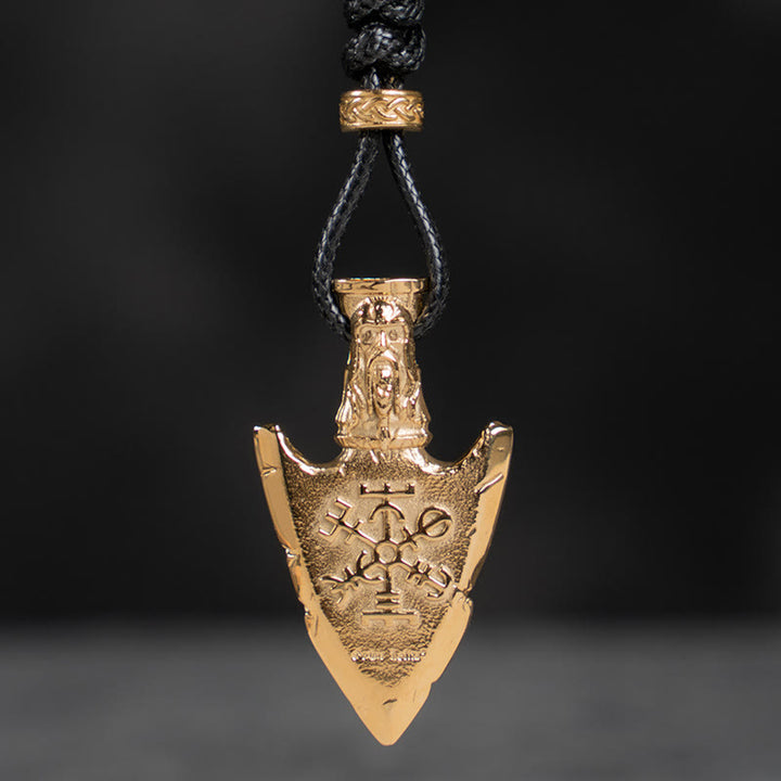 WorldNorse Vegvisir Valknut Retro Pfeilspitze Halskette