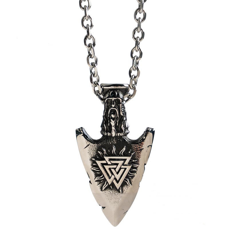 WorldNorse Vegvisir Valknut Retro Pfeilspitze Halskette