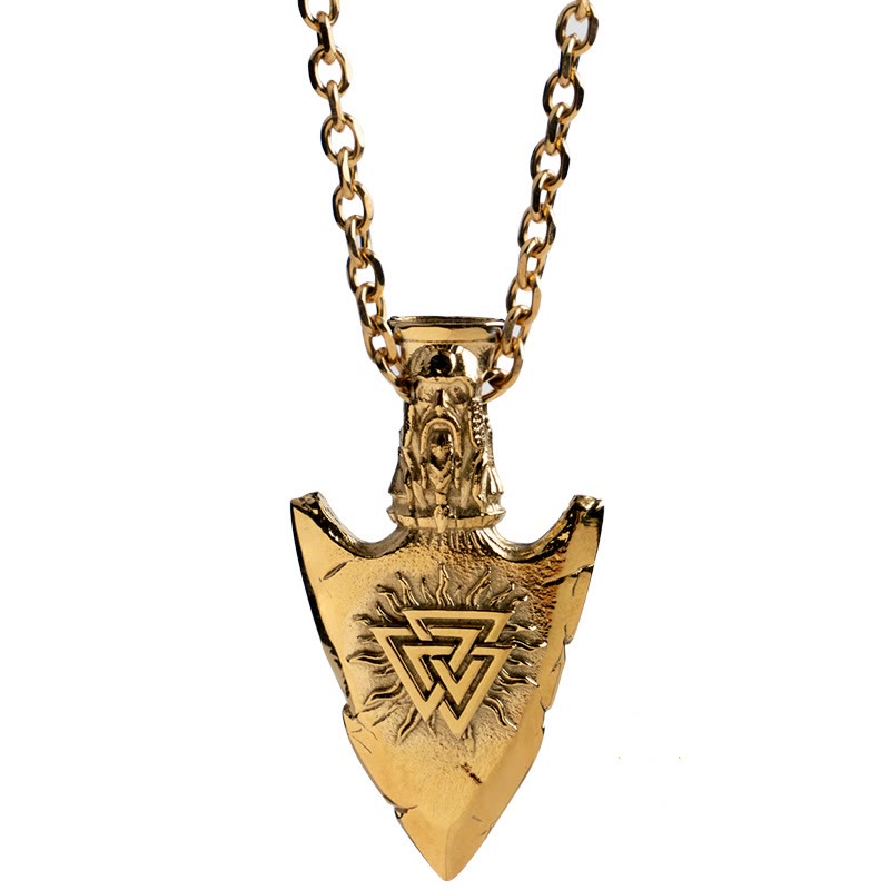 WorldNorse Vegvisir Valknut Retro Pfeilspitze Halskette