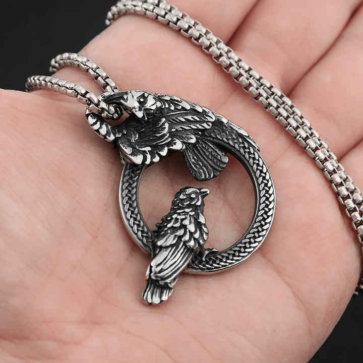 WorldNorse Handgefertigte Odins Raben Huginn and Muninn Halskette
