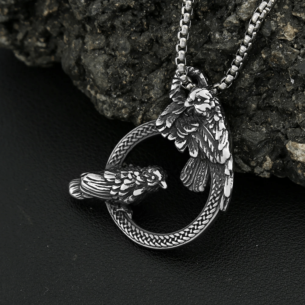 WorldNorse Handgefertigte Odins Raben Huginn and Muninn Halskette