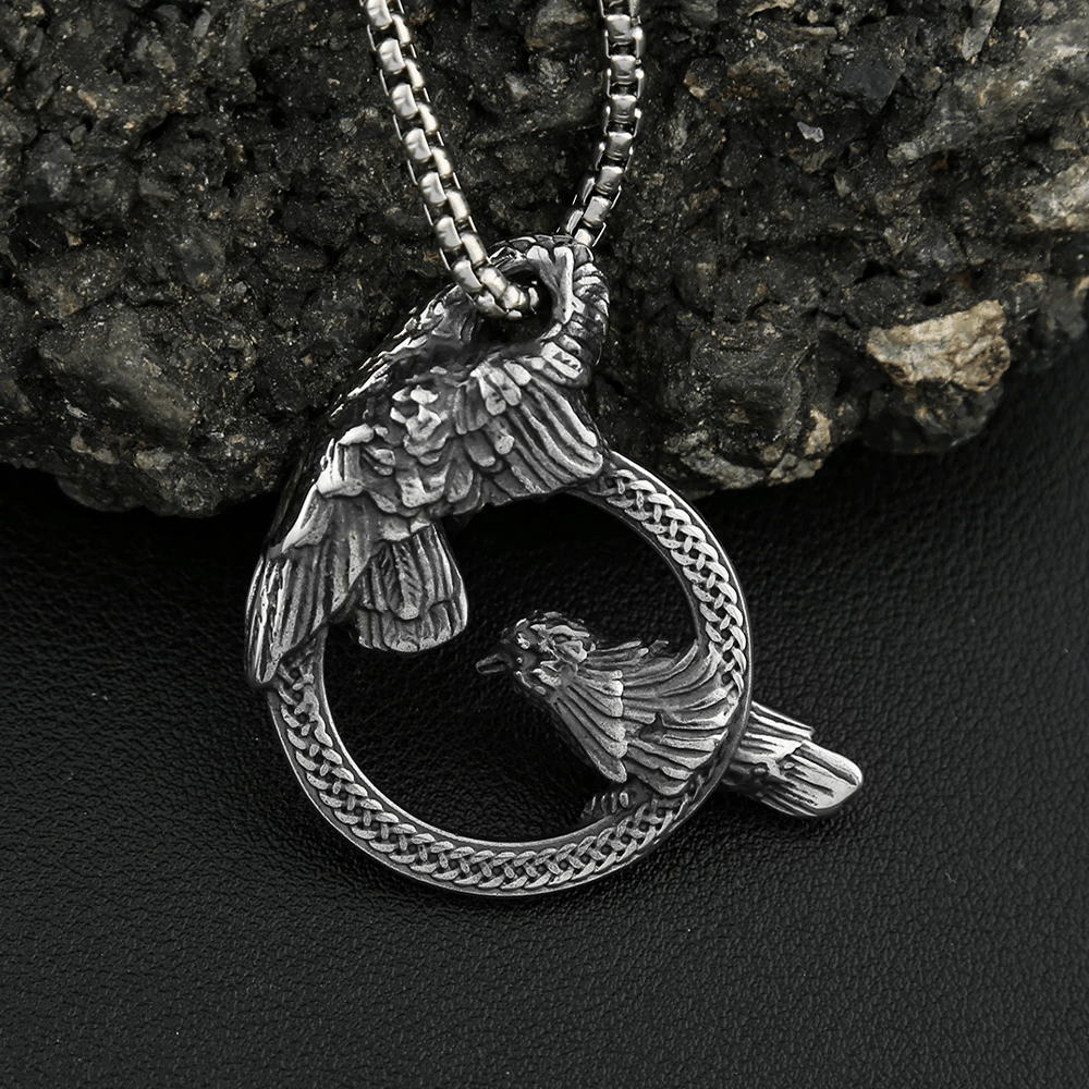 WorldNorse Handgefertigte Odins Raben Huginn and Muninn Halskette