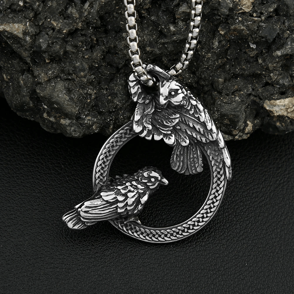 WorldNorse Handgefertigte Odins Raben Huginn and Muninn Halskette