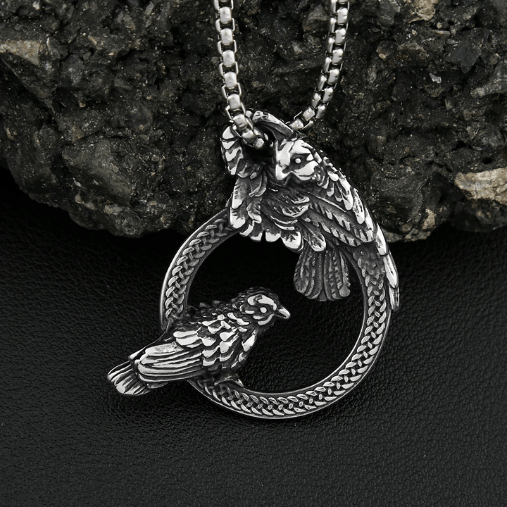 WorldNorse Handgefertigte Odins Raben Huginn and Muninn Halskette