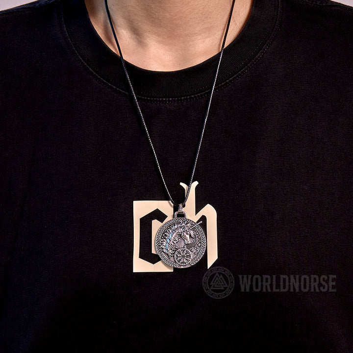 WorldNordische keltische Vegvisir Einhorn-Halskette