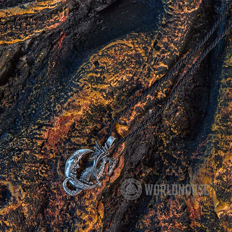 WorldNorse Mythische Wikinger-Halskette mit Drachenmond