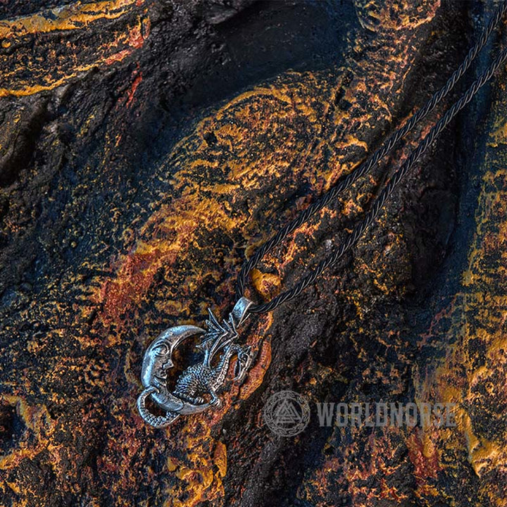 WorldNorse Mythische Wikinger-Halskette mit Drachenmond