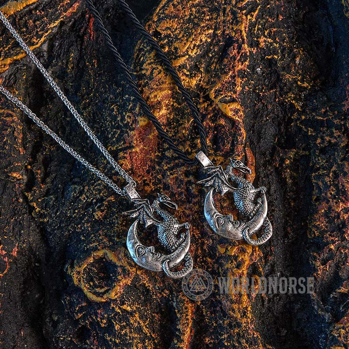 WorldNorse Mythische Wikinger-Halskette mit Drachenmond