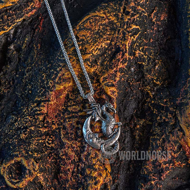 WorldNorse Mythische Wikinger-Halskette mit Drachenmond