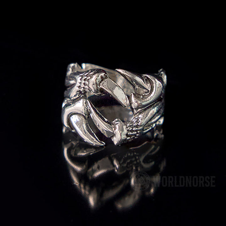WorldNordischer Fafnir-Ring mit Drachenklaue und Scharfem Ring