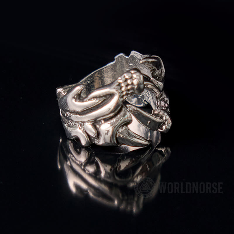 WorldNordischer Fafnir-Ring mit Drachenklaue und Scharfem Ring