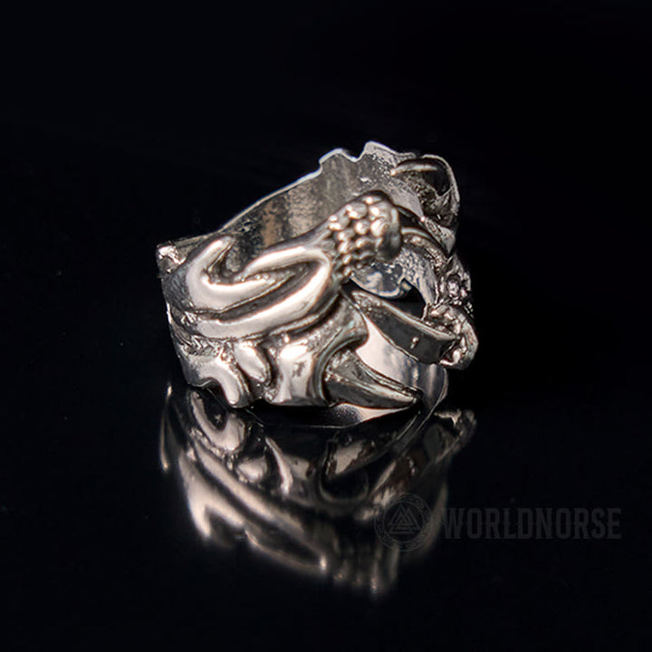 WorldNordischer Fafnir-Ring mit Drachenklaue und Scharfem Ring