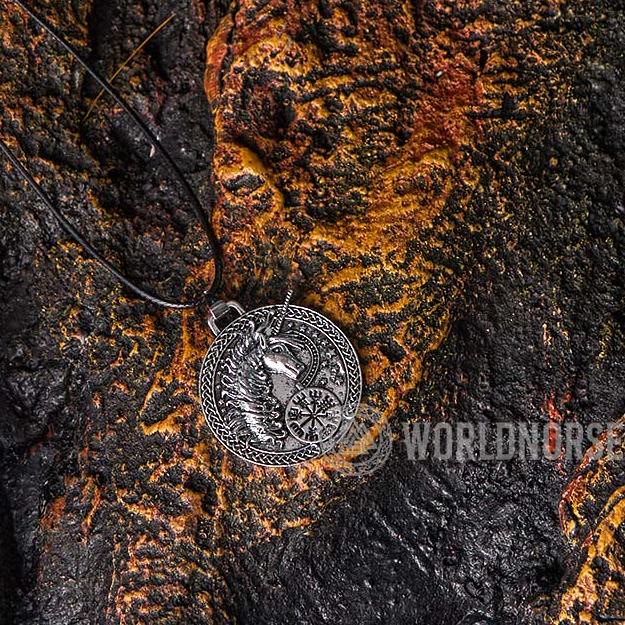 WorldNordische keltische Vegvisir Einhorn-Halskette