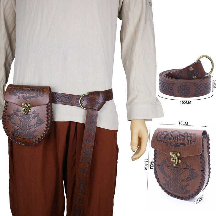 WorldNorse Wikinger Axt, Nordischer Drache , Wölfe, Ledergürteltasche