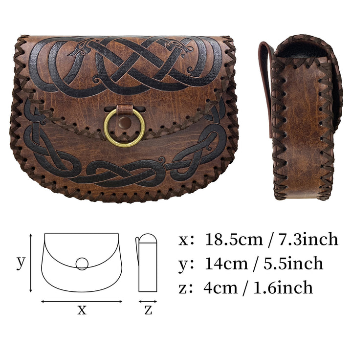 WorldNorse Keltischer Knoten Jormungandr Gürteltasche Ledertasche
