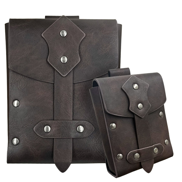 WorldNorse Gürteltasche/Taschenset aus Leder mit quadratischen Nieten