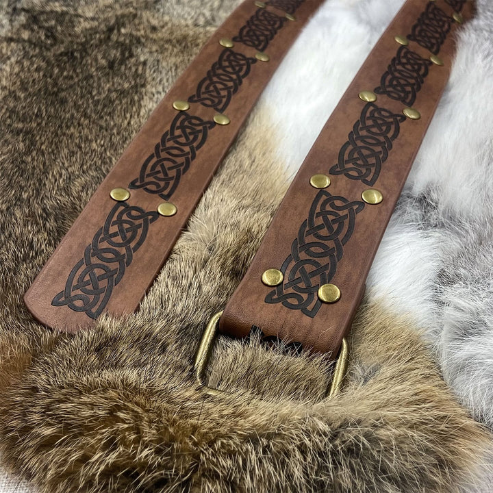 WorldNorse – Geprägter Ledergürtel mit quadratischer Schnalle