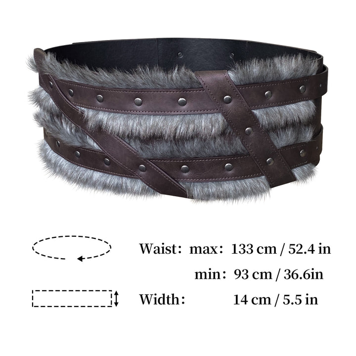 WorldNorse Wikinger-Hüftgürtel mit Pelzfutter und Nieten