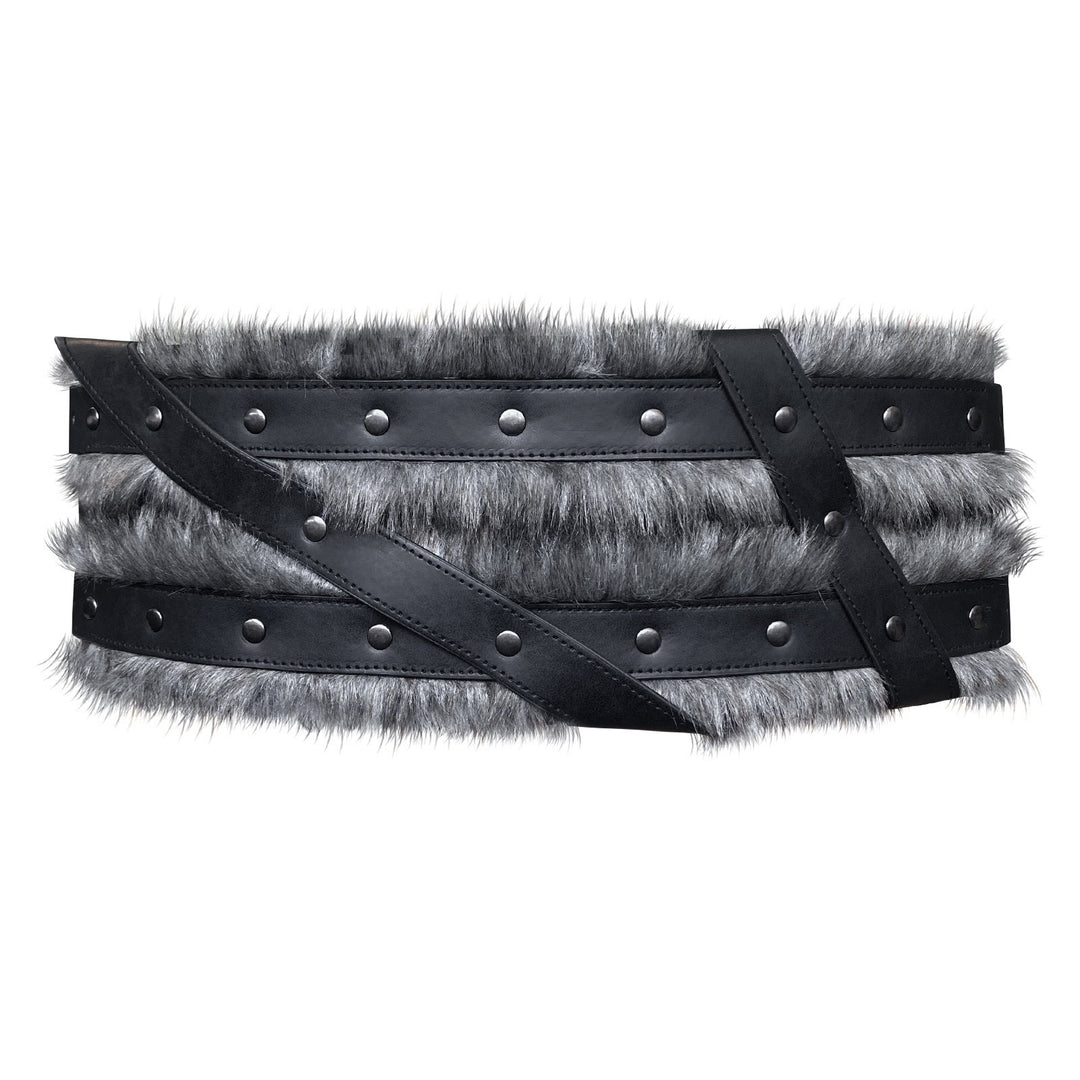 WorldNorse Wikinger-Hüftgürtel mit Pelzfutter und Nieten - Schwarz - image 6