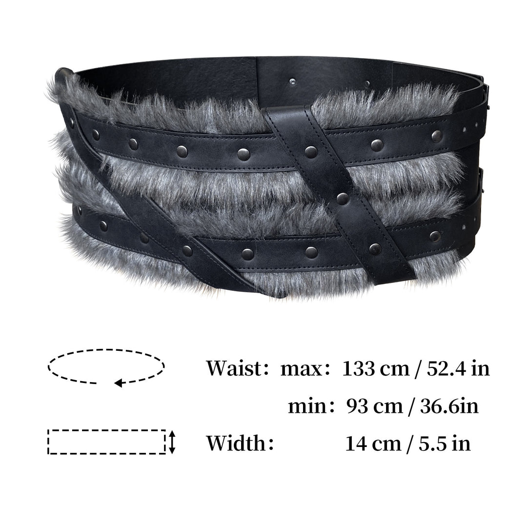 WorldNorse Wikinger-Hüftgürtel mit Pelzfutter und Nieten