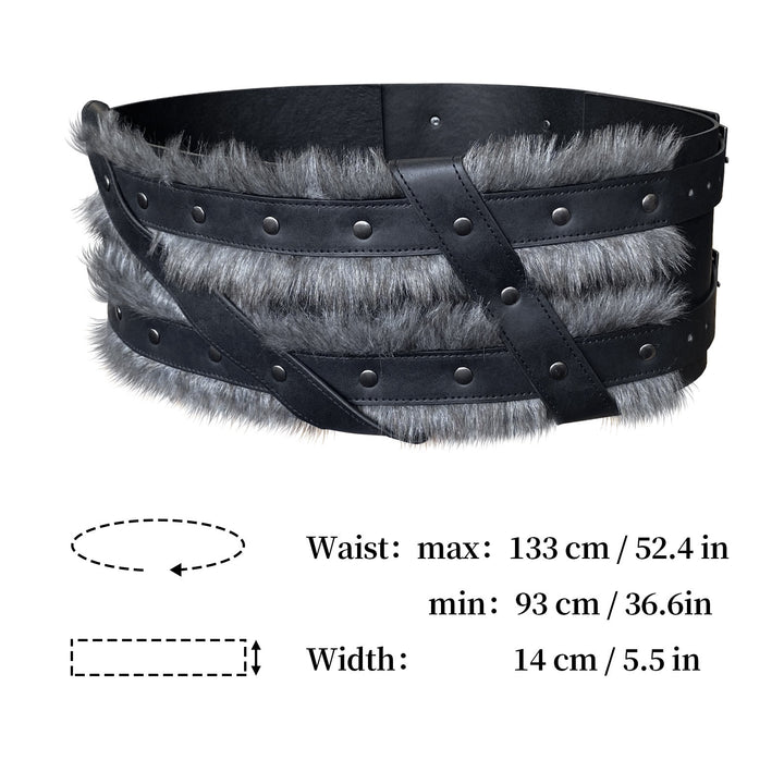 WorldNorse Wikinger-Hüftgürtel mit Pelzfutter und Nieten