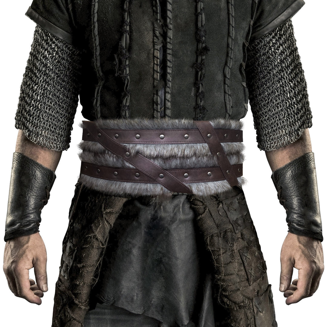 WorldNorse Wikinger-Hüftgürtel mit Pelzfutter und Nieten - Braun - image 0
