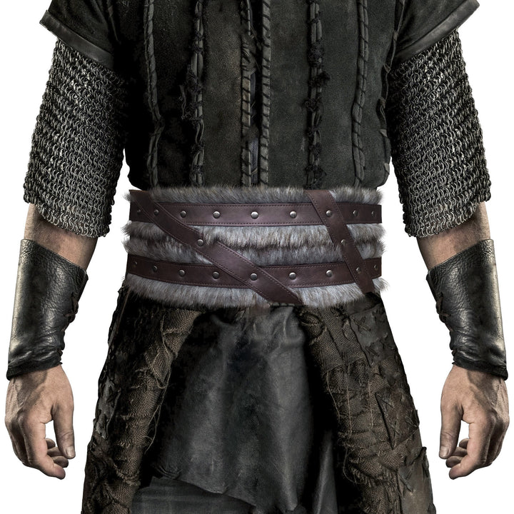 WorldNorse Wikinger-Hüftgürtel mit Pelzfutter und Nieten - Braun - image 0