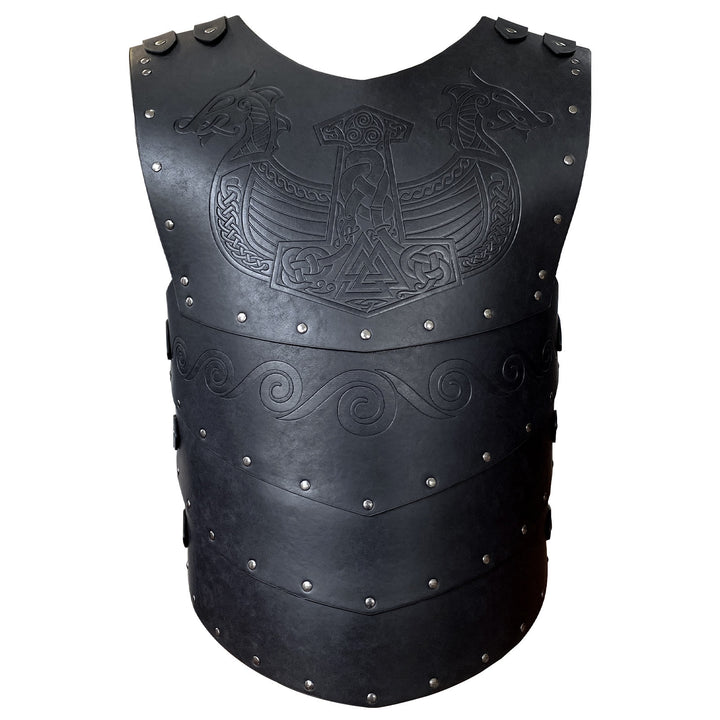 WorldNorse Wikinger Axt Mjölnir Lederweste Brustpanzer