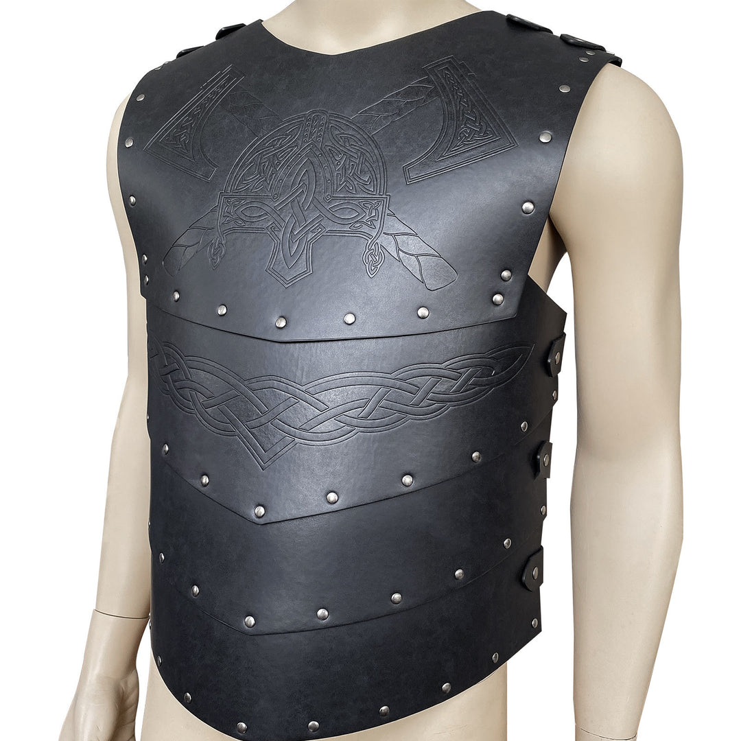 WorldNorse Wikinger Axt Mjölnir Lederweste Brustpanzer
