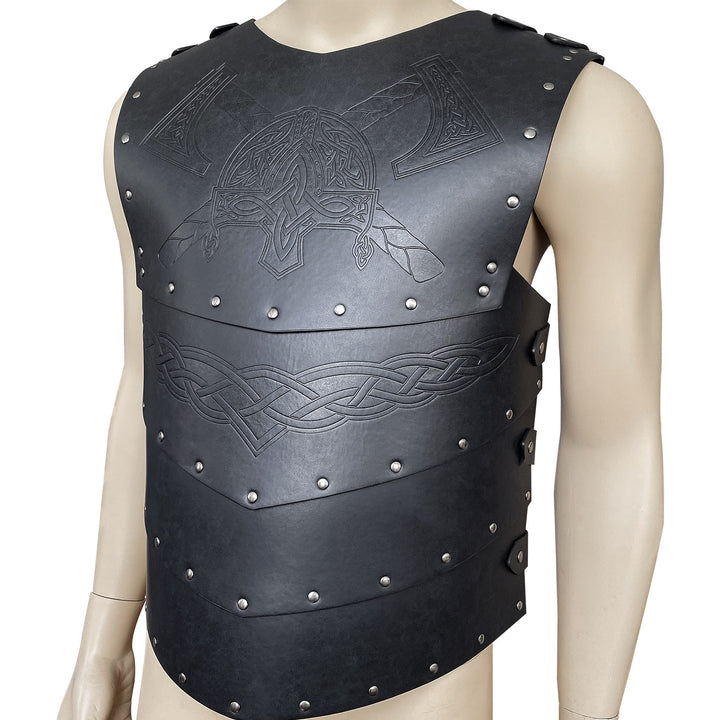 WorldNorse Wikinger Axt Mjölnir Lederweste Brustpanzer
