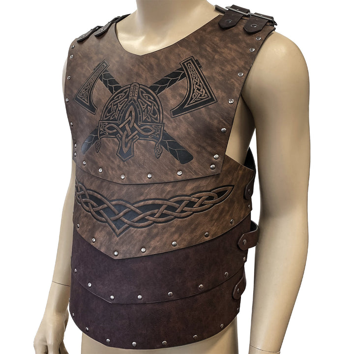 WorldNorse Wikinger Axt Mjölnir Lederweste Brustpanzer